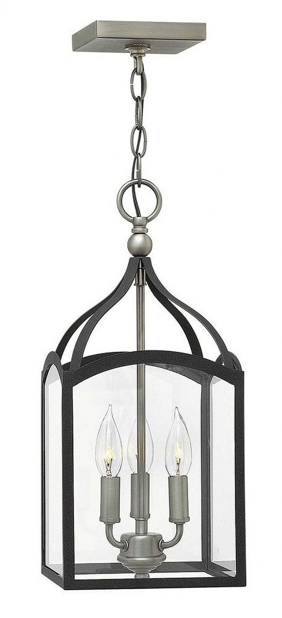 Clarendon Aged Zinc 3-Light Foyer Lantern with Clear Glass