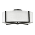thumbnail image 1 of 19.5 Inch 51W 3 Led Medium Semi-Flush Mount-Black Finish-Off-White Shade Color Hinkley Lighting 41708Bk, 1 of 14