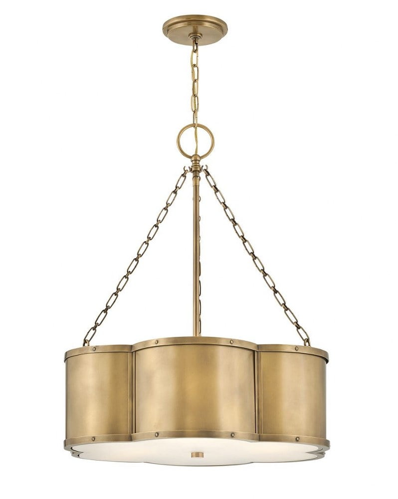 Heritage Brass 3-Light LED Drum Chandelier with Etched Glass