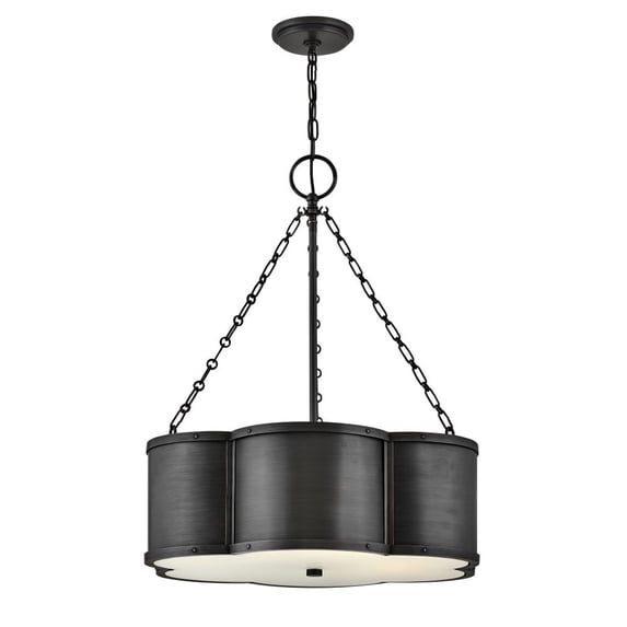 3 Light Medium Drum Chandelier In Traditional Style 22 Inches Wide By 26.5 Inches High-Blackened Brass Finish Hinkley Lighting 4446Blb