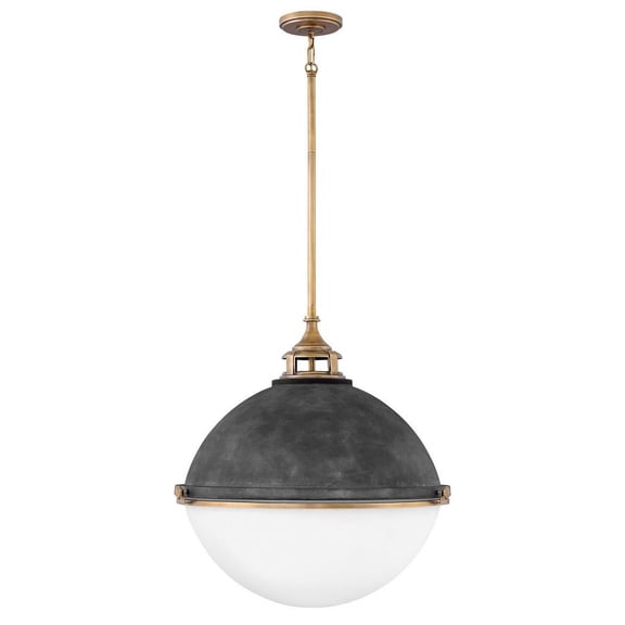 3 Light Large Orb Chandelier In Traditional-Industrial Style 22 Inches Wide By 23 Inches High-Aged Zinc Finish Hinkley Lighting 4836Dz