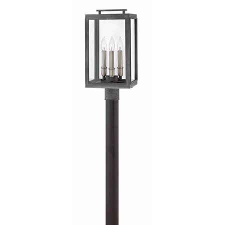 3 Light Large Outdoor Post Top Or Pier Mount Lantern In Traditional Style 10 Inches Wide By 20 Inches High-Aged Zinc Finish-Led Lamping Type Hinkley