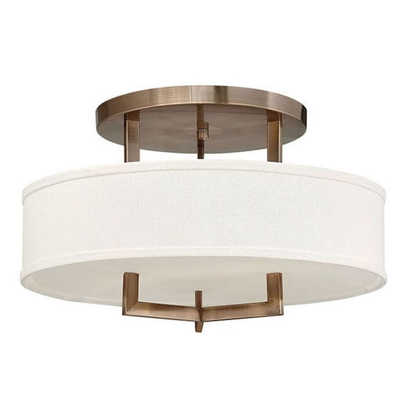 3201BR-Hinkley Lighting-Hampton - 3 Light Medium Semi-Flush Mount in Transitional Style - 20 Inches Wide by 12 Inches High-Brushed Bronze