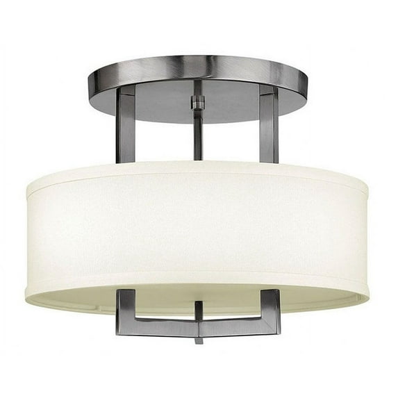 Hampton 3 - Light Antique Nickel/Silver Mid Century Modern Incandescent Metal Flush Mount Light