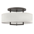 thumbnail image 1 of Hampton 3 - Light Buckeye Bronze Dark Brown Mid Century Modern Incandescent Metal Flush Mount Light, 1 of 7