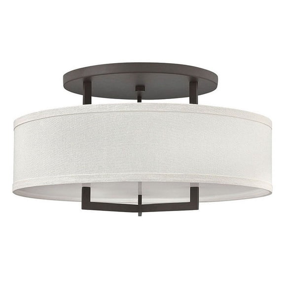 Hampton 3 - Light Buckeye Bronze Dark Brown Mid Century Modern Incandescent Metal Flush Mount Light