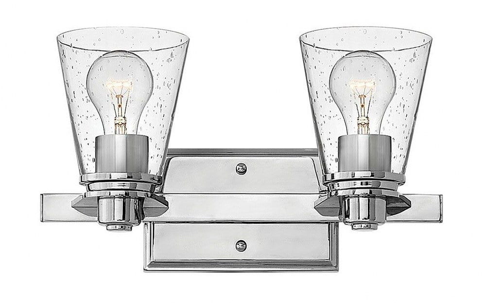 Elegant Chrome 2-Light Wall Sconce with Clear Seedy Glass