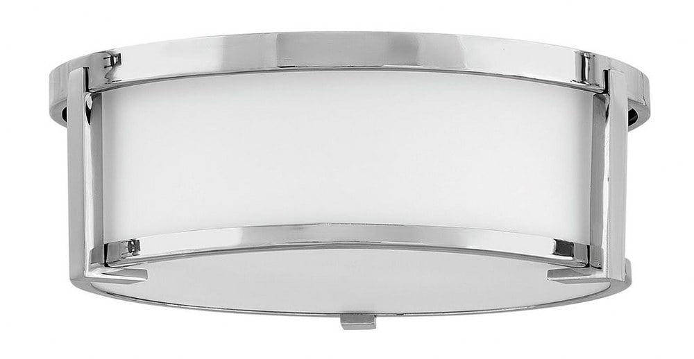 Lowell Transitional Chrome 2-Light Flush Mount with Etched Opal Shade