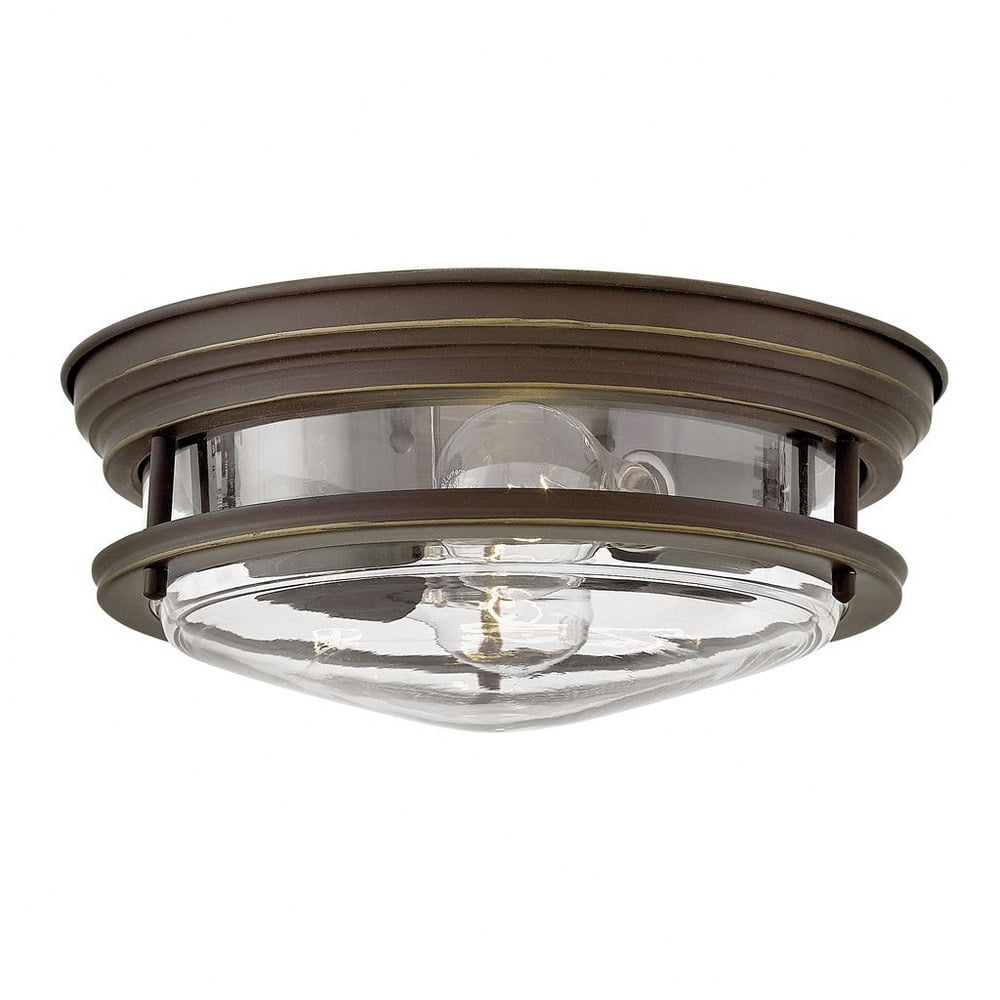 Antique Nickel Clear Glass 2-Light Flush Mount