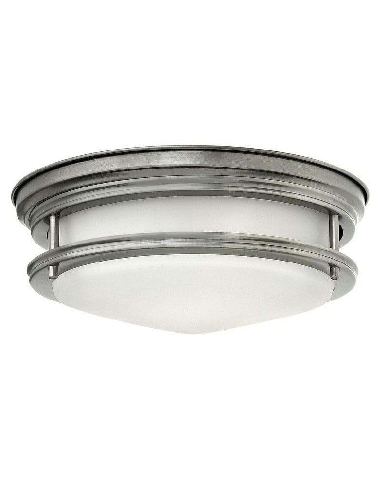 Hadley 2-Light Antique Nickel Flush Mount with Etched Opal Glass