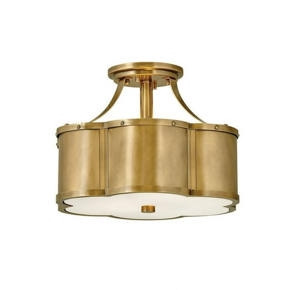 2 Light Small Semi-Flush Mount In Traditional Style 14.25 Inches Wide By 10 Inches High-Heritage Brass Finish Hinkley Lighting 4443Hb