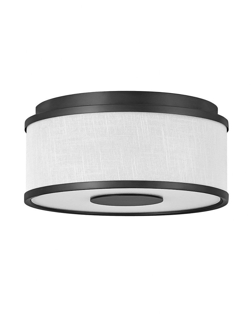 Black and Off-White LED Drum Flush Mount Light
