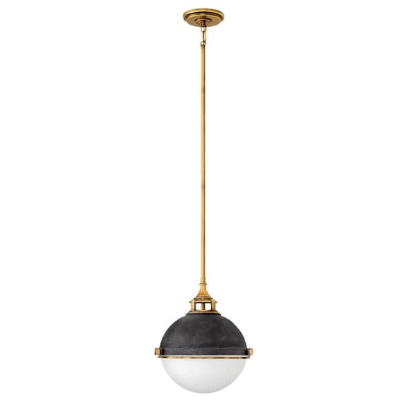 4834DZ Hinkley Lighting Fletcher - 2 Light Small Pendant in Traditional-Industrial Style - 13.5 Inches Wide by 14.5 Inches High-Aged Zinc Finish