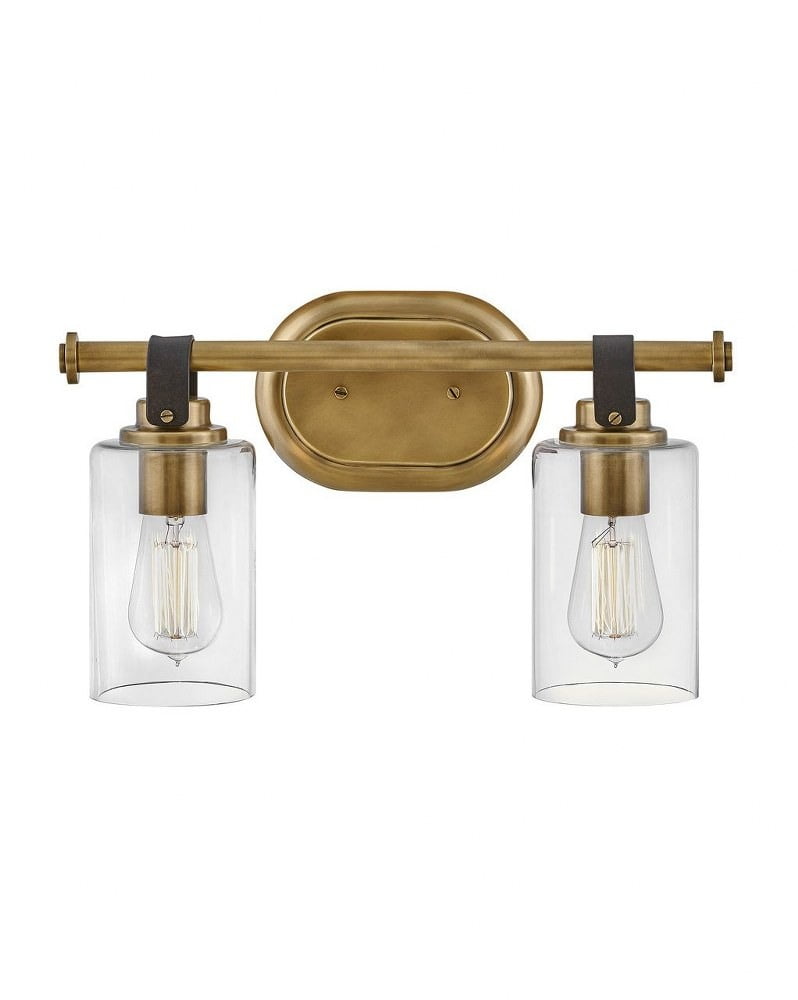 Halstead Heritage Brass 2-Light Vanity with Clear Glass Shades