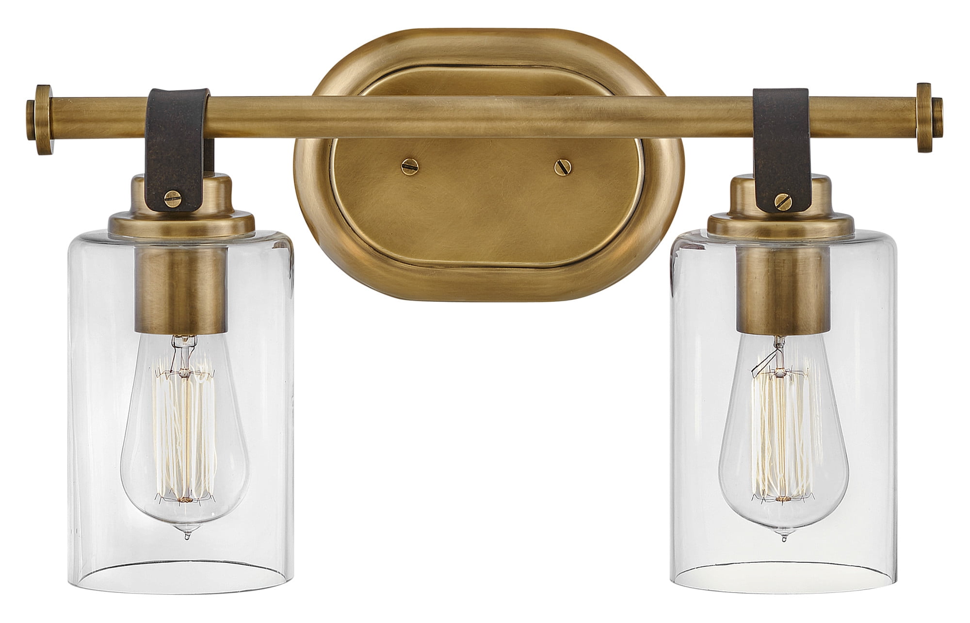 Halstead Heritage Brass 2-Light Vanity with Clear Glass Shades