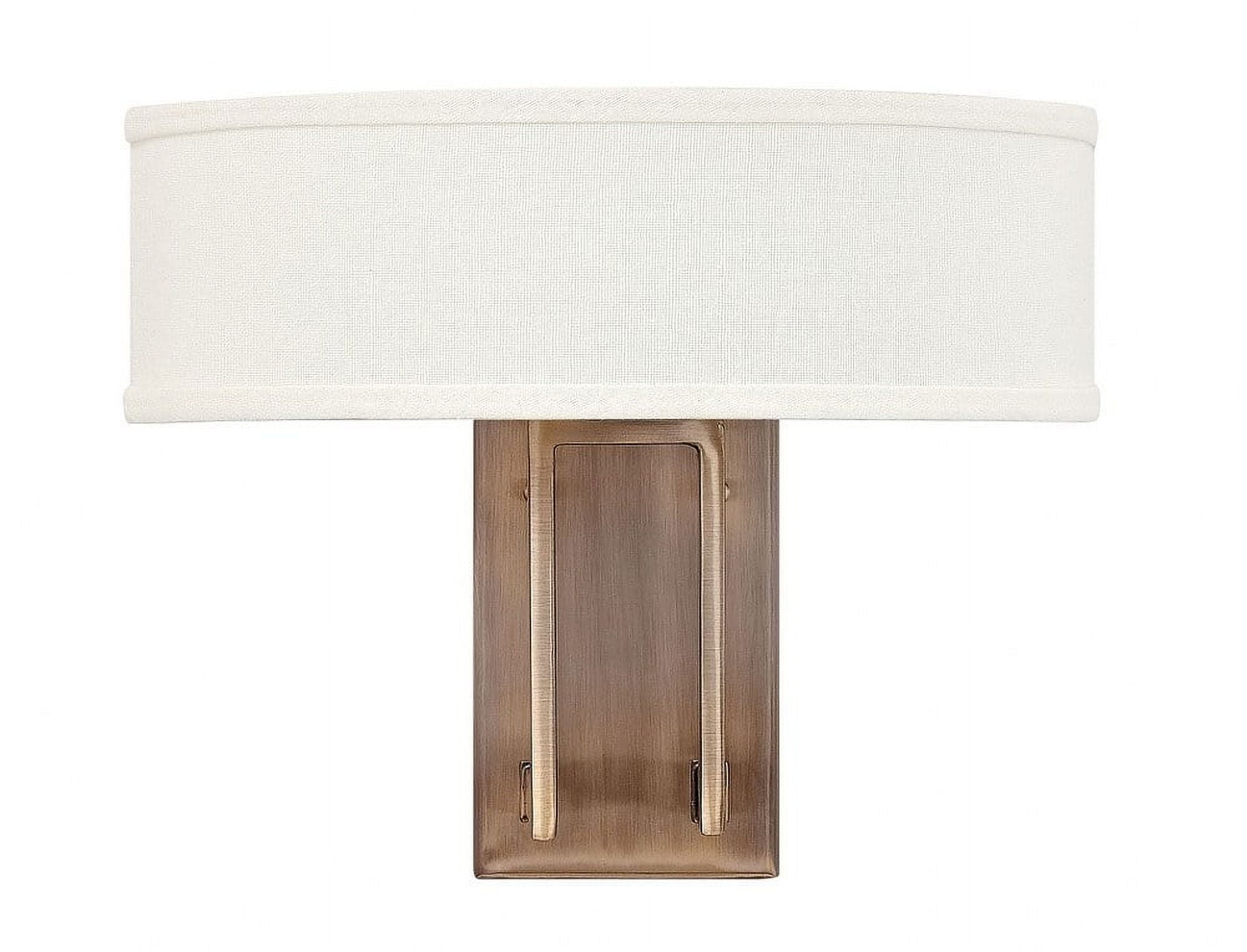 Hampton Brushed Bronze 2-Light Wall Sconce with Off-White Linen Shade
