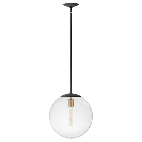 1 Light Medium Orb Pendant-Aged Zinc Finish-Clear Glass Color Hinkley Lighting 3744Dz