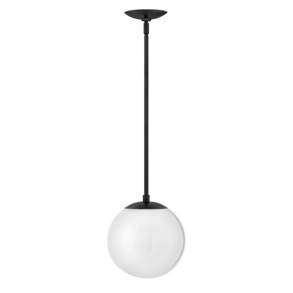 One Light Pendant In Mid-Century Modern-Scandinavian Style 9.5 Inches Wide By 10.75 Inches High-Black Finish-Cased Opal Glass Color Hinkley Lighting
