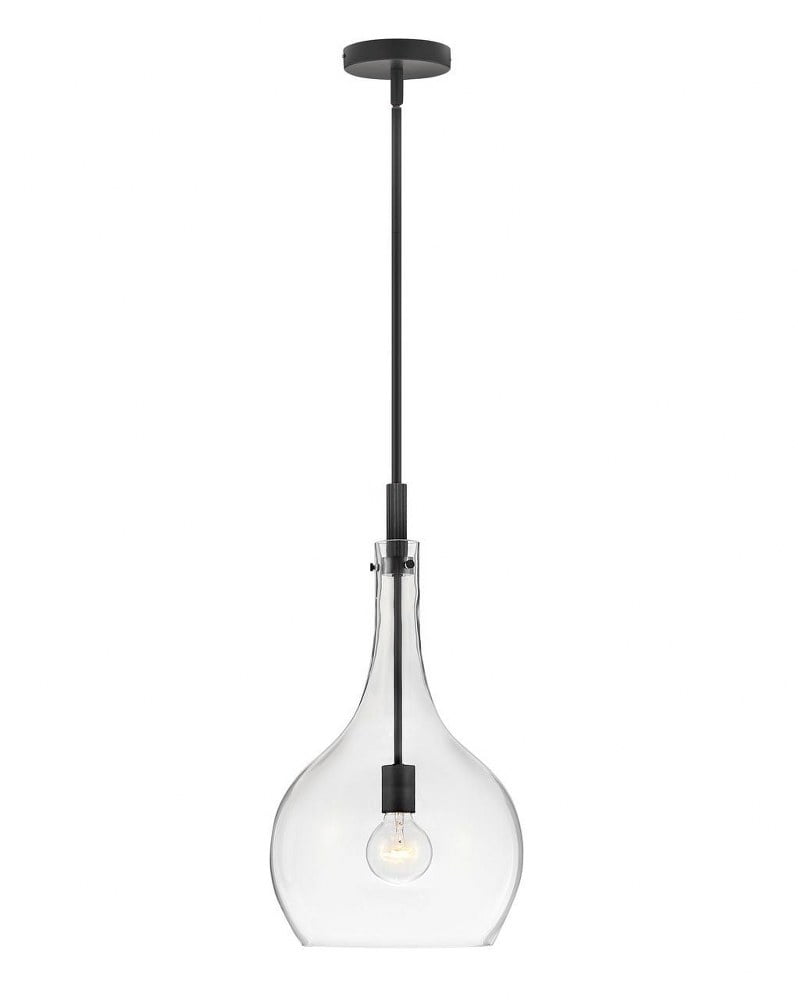 Ziggy Sleek Black Steel Pendant with Clear Glass Shade