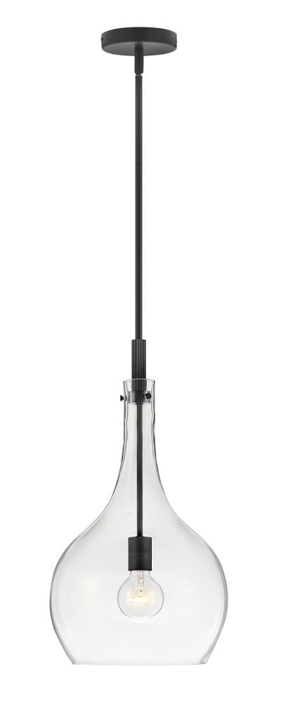 Ziggy Sleek Black Steel Pendant with Clear Glass Shade