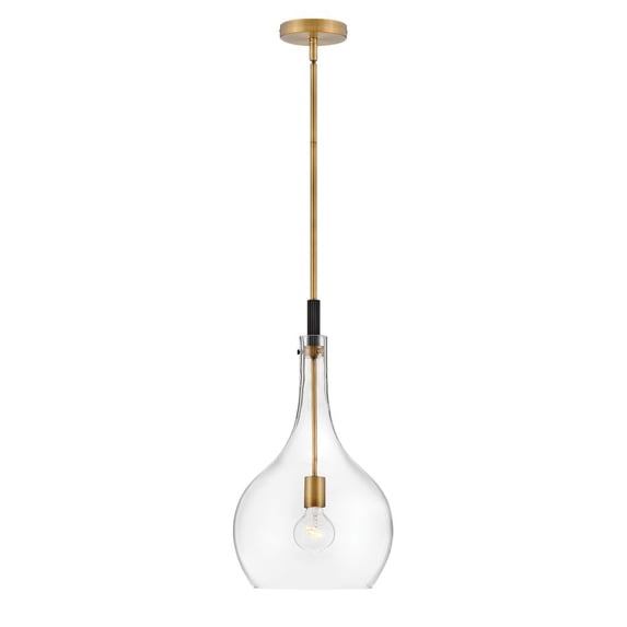 One Light Medium Pendant In Transitional-Modern-Scandinavian Style 12 Inches Wide By 23 Inches High-Heritage Brass Finish Hinkley Lighting 4457Hb-Cl