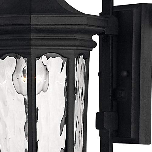 Hinkley Raley Large 3-Light Outdoor Wall Mount Lantern - Estate Series, Clear Water Glass, Aluminum In Museum Black