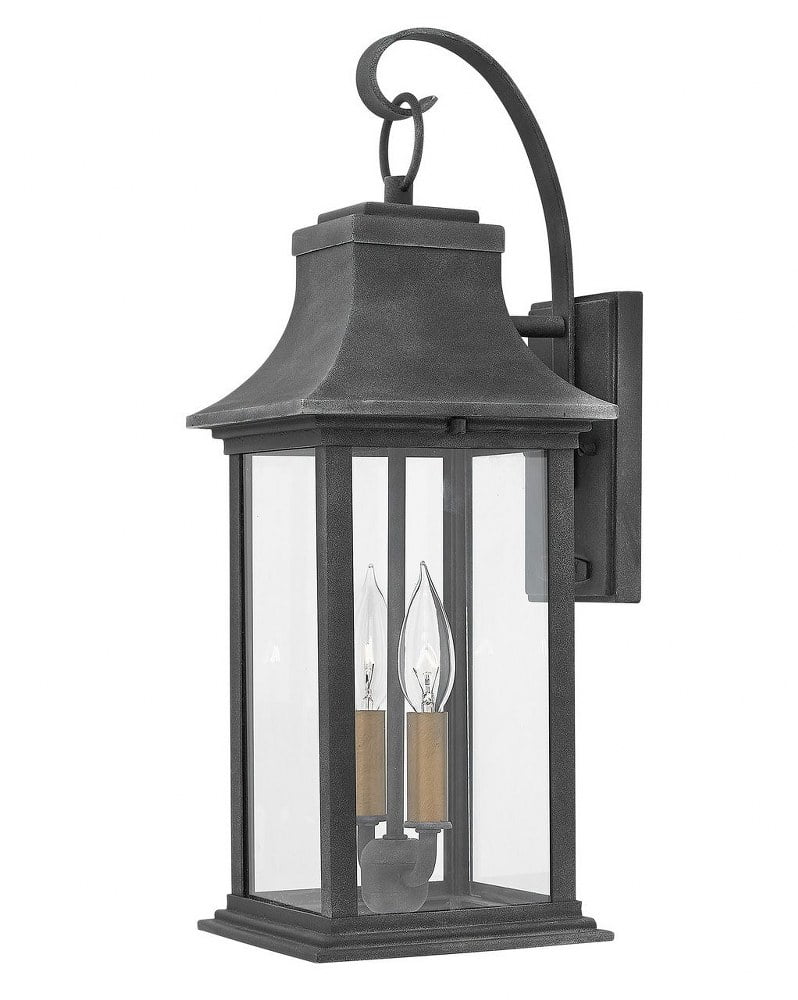 Elegant Adair 2-Light Dimmable Outdoor Wall Sconce in Aged Zinc and Heritage Brass