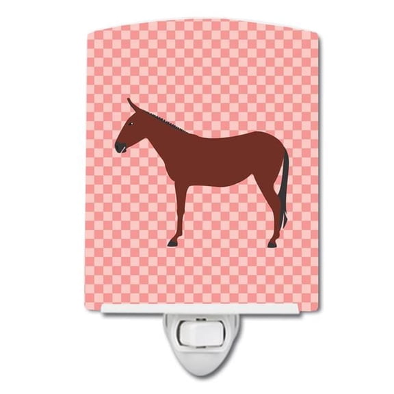 Hinny Horse Donkey Pink Check Ceramic Night Light