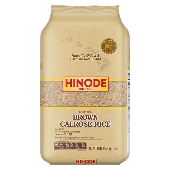 Hinode Extra Fancy Brown Calrose Rice, 10 lb Bag – Gluten-Free Whole Grain Pantry Staple