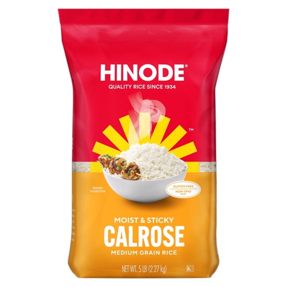 Hinode Medium Grain Calrose White Rice, 5 lb Bag