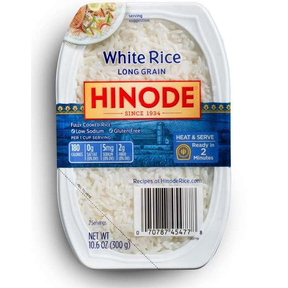 Hinode Microwaveable Long Grain White Rice, 10.6 oz Tray