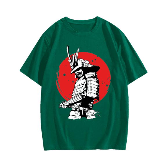 Hinomaru and Japanese samurai Cotton casual T-shirt