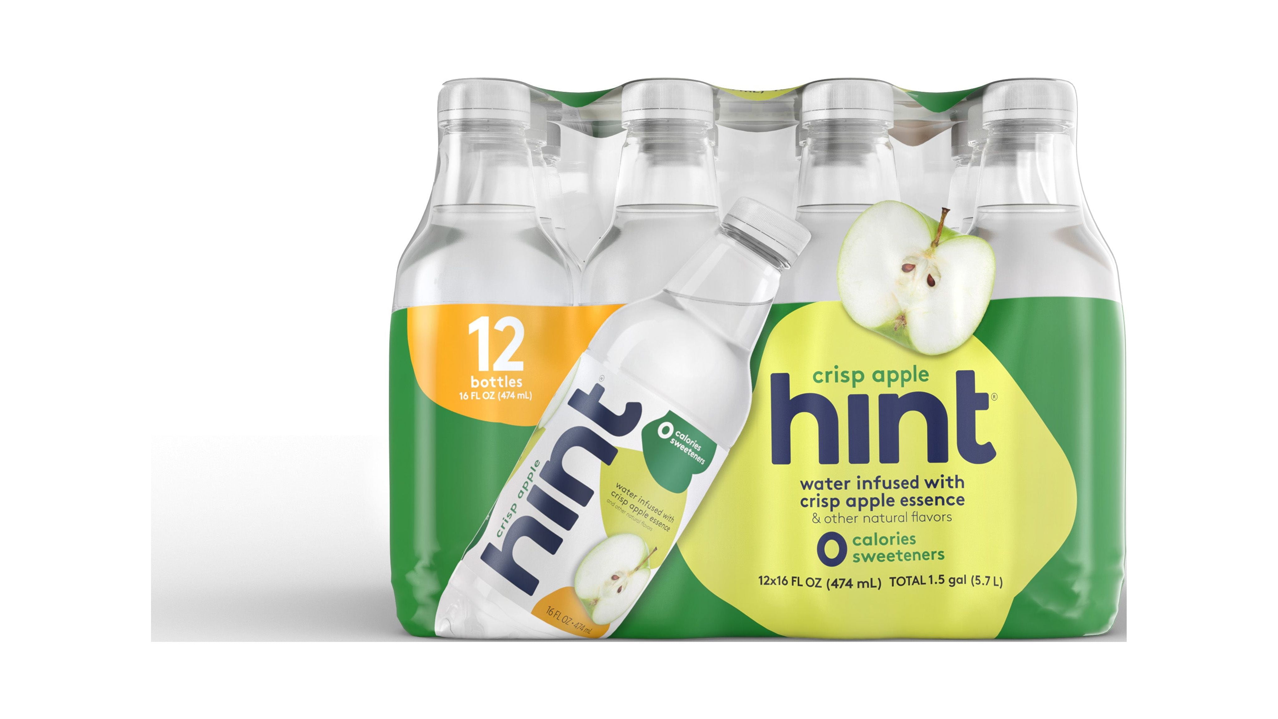 Hint Crisp Apple Flavored Water 16 Fl Oz Bottle Pack of 12