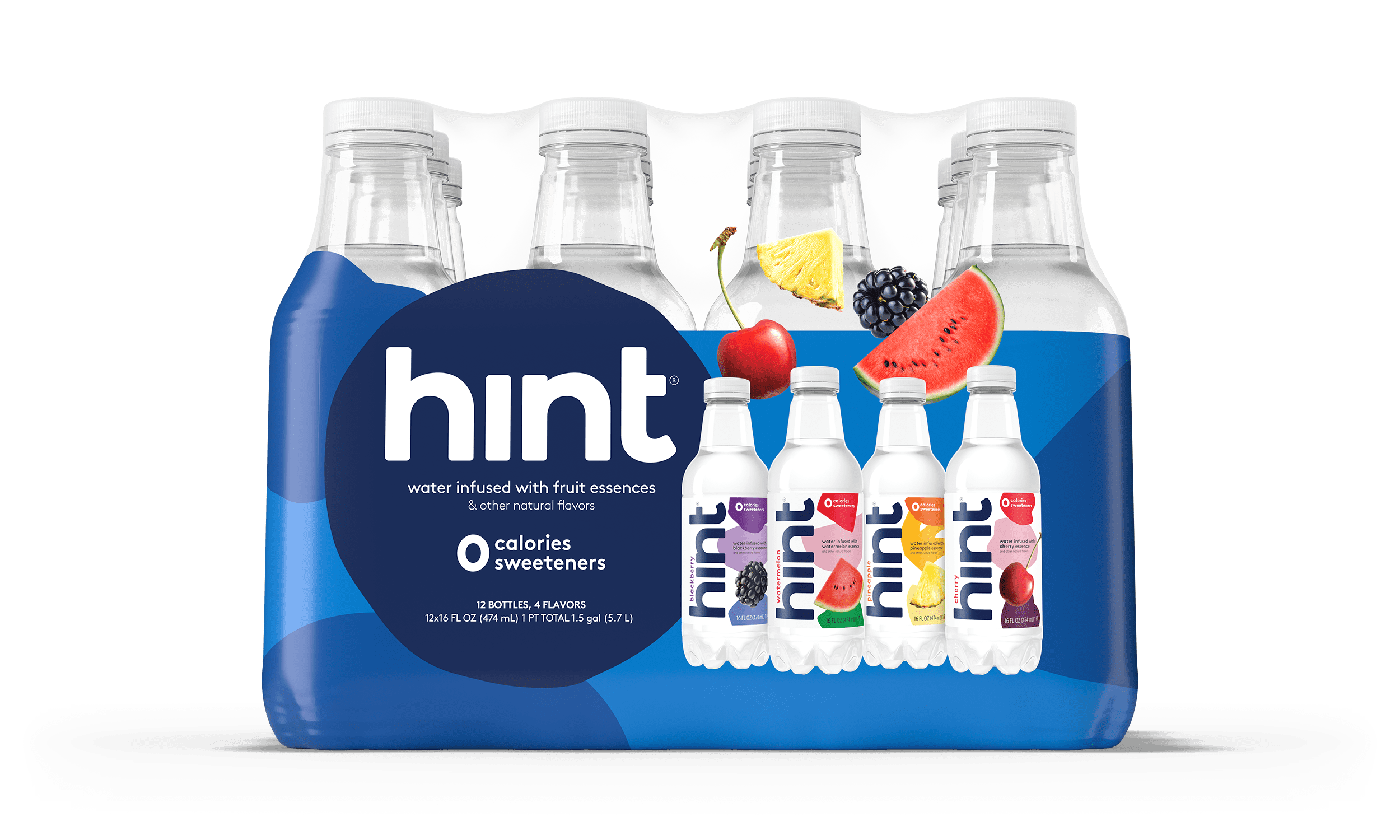 Hint Flavored Water Infused with Fruit Essence Blue Variety Pack, 4