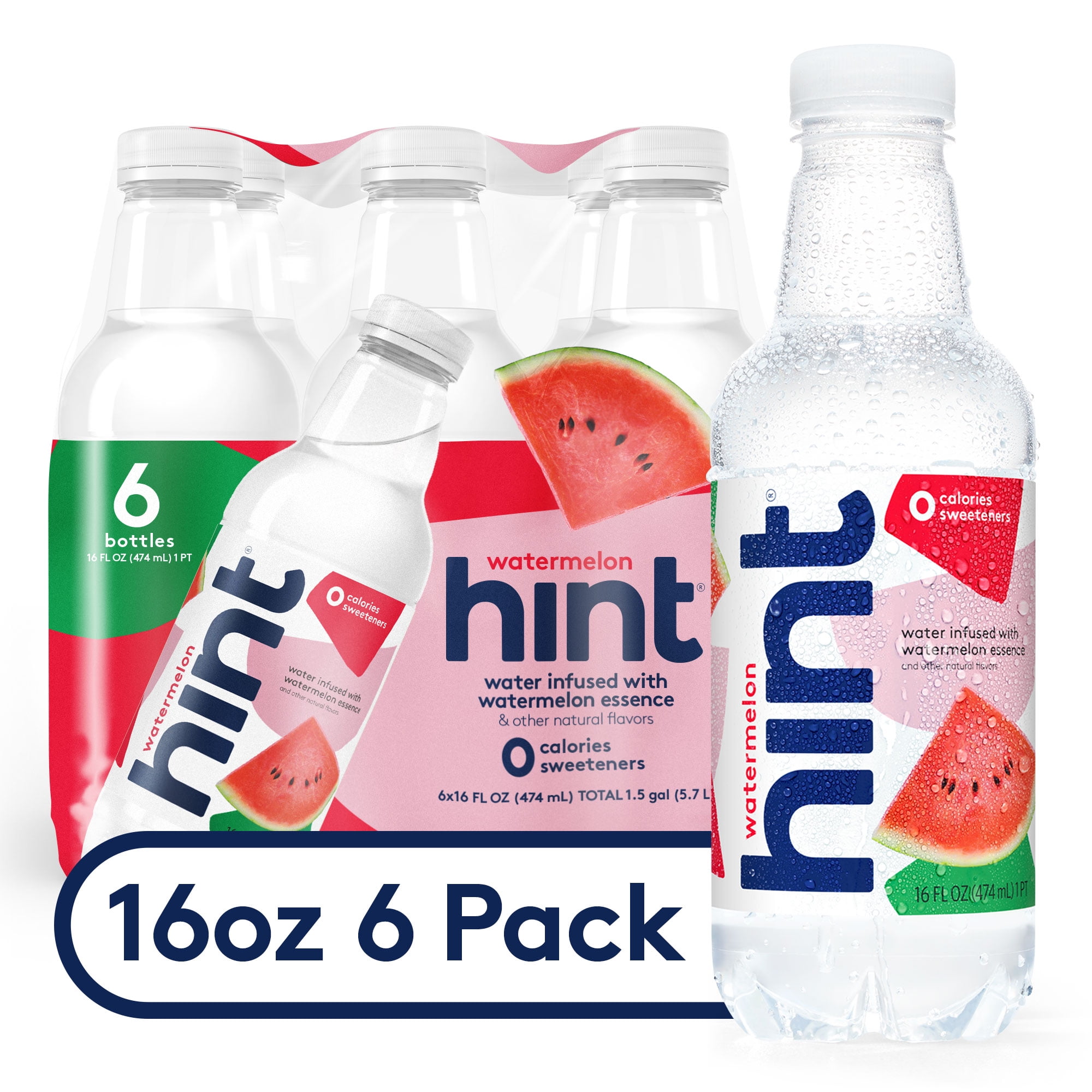 Hint Flavored Water Infused with Watermelon Essence, 16 fl oz, 6Pack