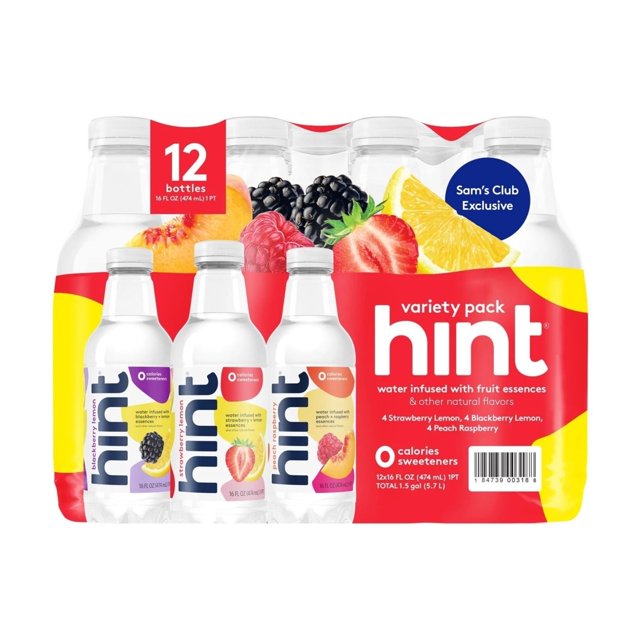 Hint Flavored Water Summer Variety Pack, 16 Fluid Ounce (Pack of 12