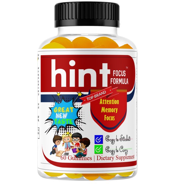 Hint Kids Brain Focus Vitamins, Children Focus Attention Gummies Omega