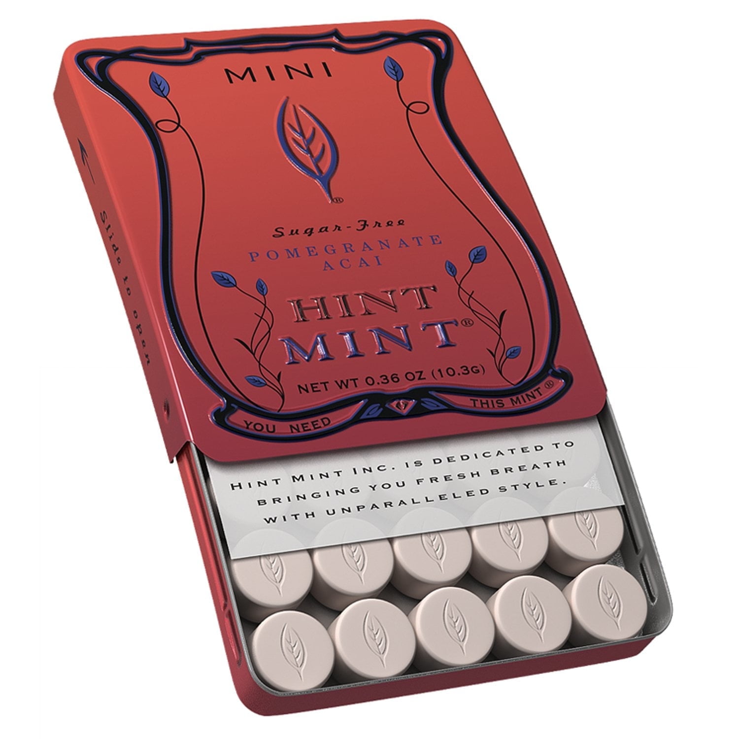 Hint Mint Mini Sugar Free Candy Mints, 0.36-ounce Tin, Pomegranate Acai