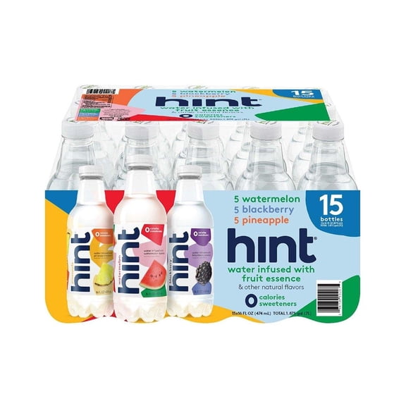 Hint Premium Essence Water, 3 Flavor Variety Club Pack, 16 Oz Bottles (15 Pack)