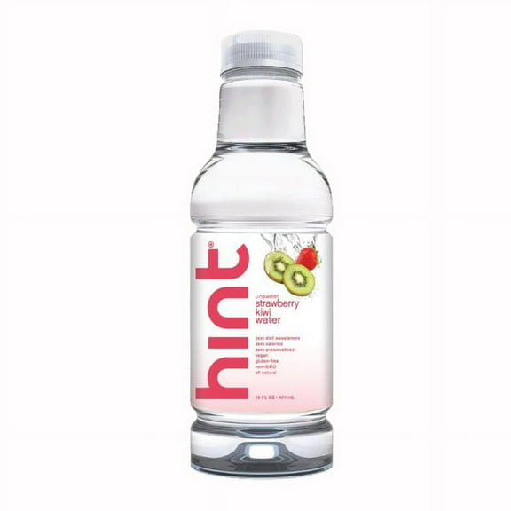 Hint Premium Strawberry-Kiwi Unsweetened Essence Water 16 oz Plastic Bottles - Pack of 12
