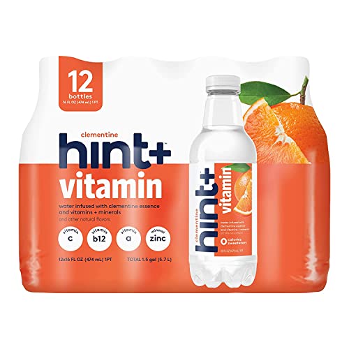 Hint+ Vitamin Clementine, 16 Fl Oz (Pack of 12), Water Infused with