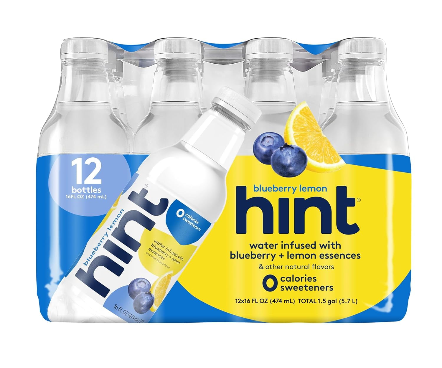 Hint Water Blueberry Lemon, Pure Water Infused with Blueberries and