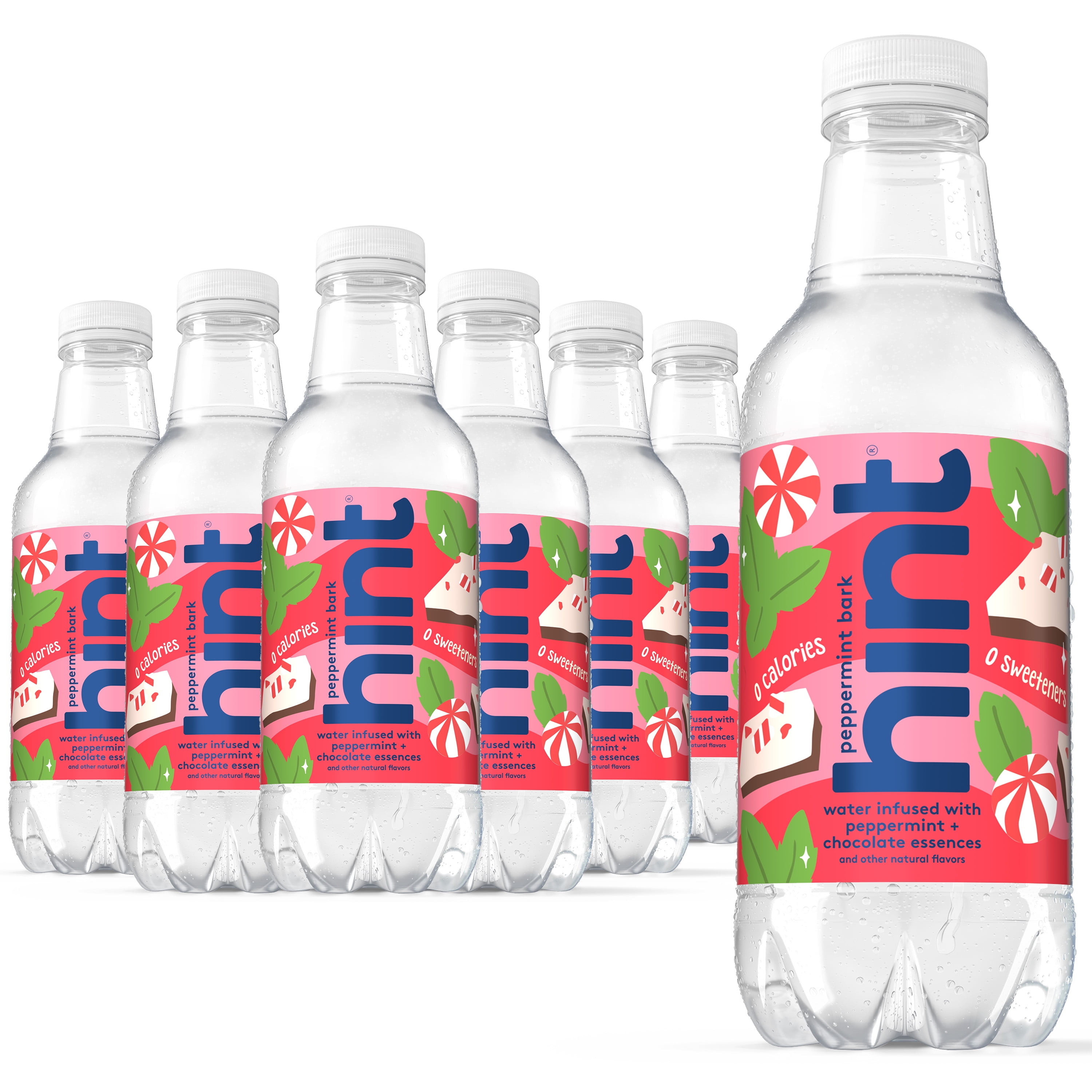Hint Fruit Infused Bottled Water, Peppermint Bark - Sugar Free Flavored Water with Zero Calories, Natural Fruit Essences, and No Artificial Sweetners - 16 Fl Oz (Pack of 12)