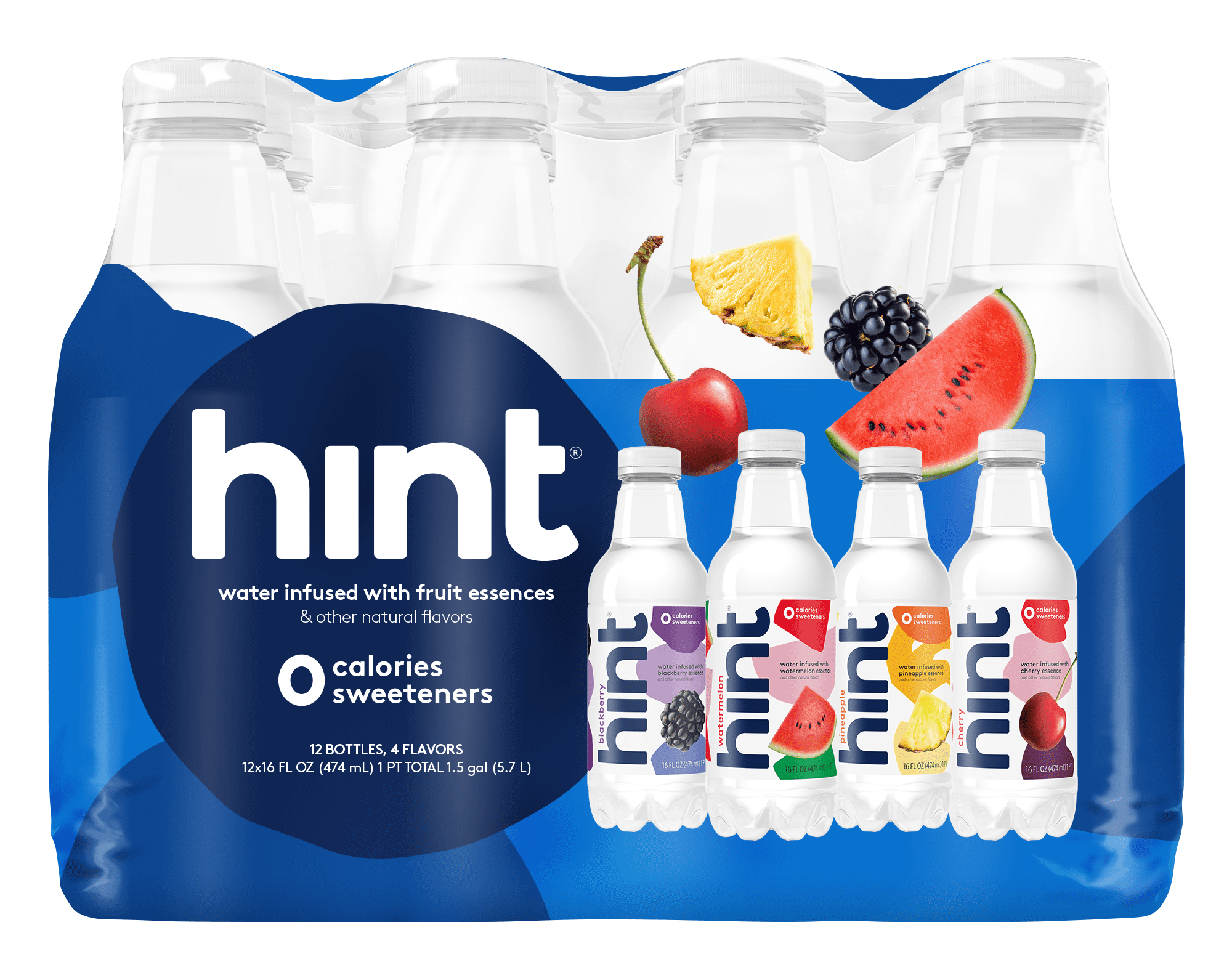 Hint Water Variety Pack Pineapple, Watermelon, Blackberry, and Cherry