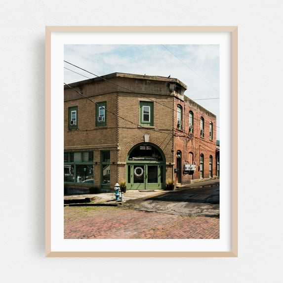 Hinton Architecutural 01 - Hinton West Virginia Photography Architecture Vintage Street Photography Cityscape Rustic Oak Framed Wall Art Print 12 x 16 inches