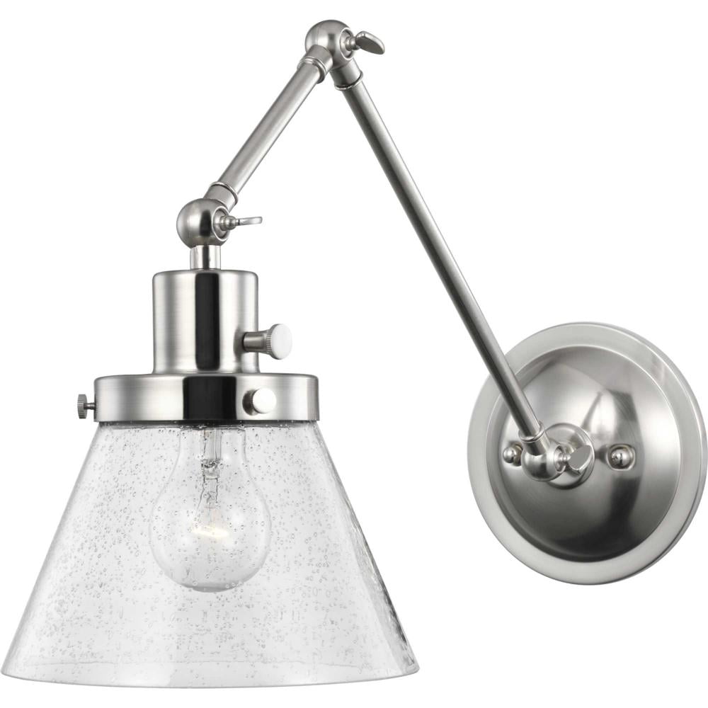 Brushed Nickel Swing Arm Wall Light with Seeded Glass Shade