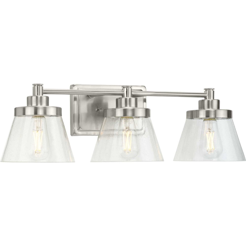 Hinton Collection Bathroom Wall Light Fixture, Three-Light Brushed ...