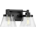 thumbnail image 1 of Hinton Collection Two-Light Matte Black Clear Seeded Glass Farmhouse Bath Vanity Light, 1 of 6