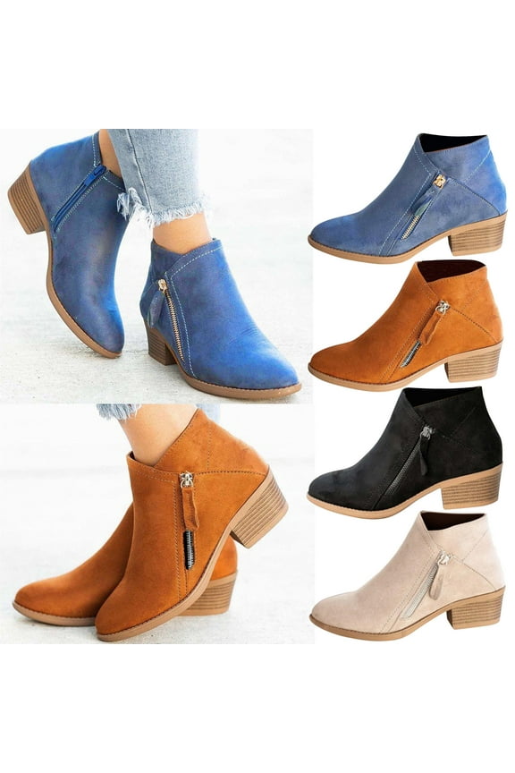 Ankle Boots for Women , Women's Tie Knot Chelsea Pump Ankle Boots Closed Toe Stacked Heel Booties Shoes Orange 9.5(43)