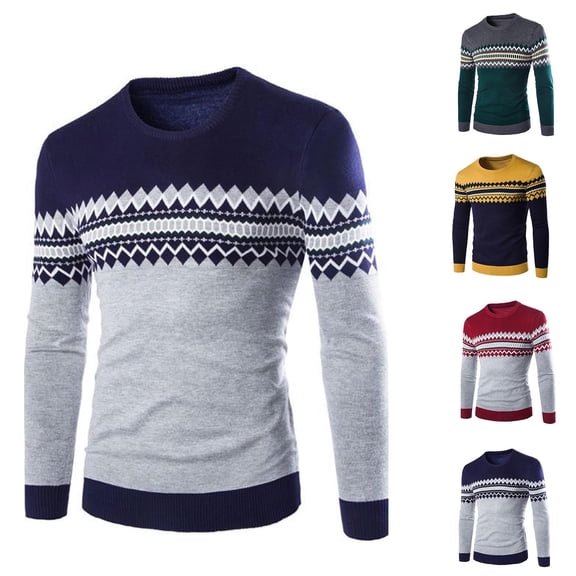 Hinvhai Autumn and Winter Mens Sweater Long Sleeve Knitting Pullover Round Neck Casual Slim Fit Bottoming Shirt Yellow 10(XL)
